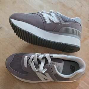 New Balance Women's Taupe and White Sneakers